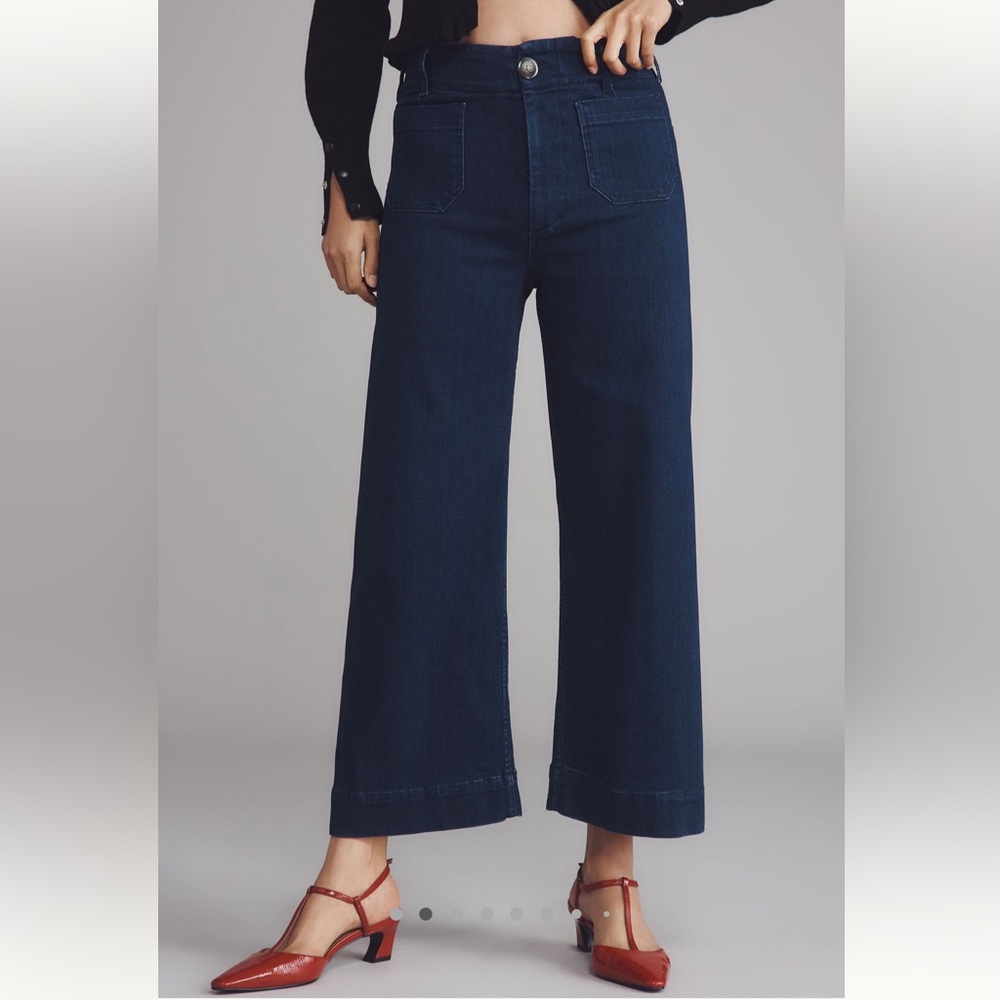 Maeve High Rise Wide-Leg Blue Jeans
